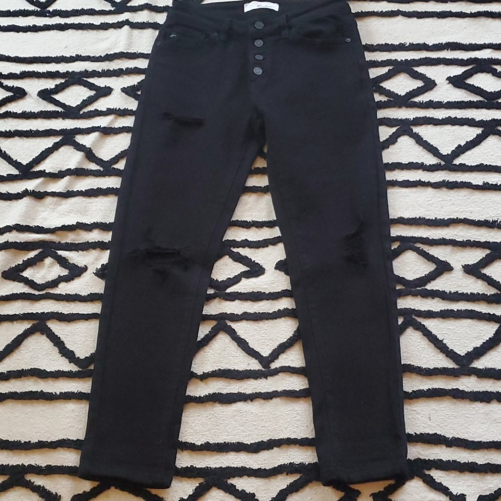 KanCan button fly, distressed, skinny jeans